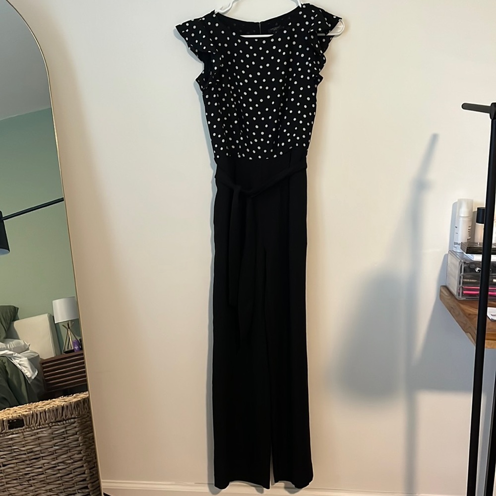{Ann Taylor} Petite Black Polka Dot Jumpsuit